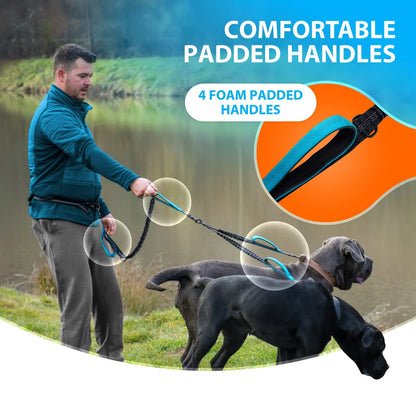 Dual Leads Hands Free Shock Absorbing Dog Leash