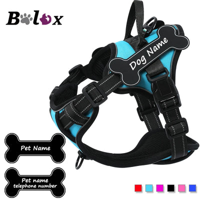 Dog Harness with Custom Name Patches - NO PULL, Adjustable, Reflective and Breathable