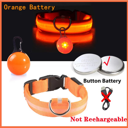 Glowing Led Light Dog Collar With Detachable Pendant Usb Charging