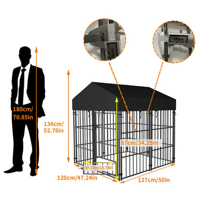 Heavy Duty Large Dog Kennel with Roof Cover