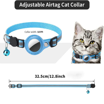 Airtag holder cat collar adjustable reflective necklace with Bell