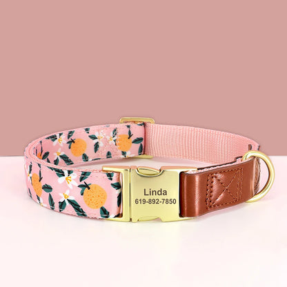 Custom Engraved Flower Printed Dog Collar