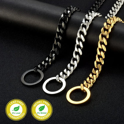 Stainless Steel Dog Chain Collar Cuban Link Training Slip Chain