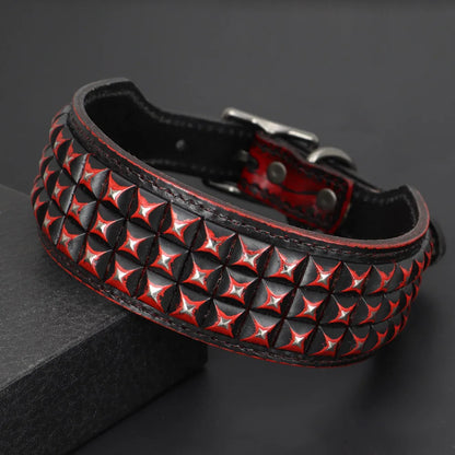 Original Leather Dog Collar 2inch Wide Luxury Riveted Necklace for Medium Large Dogs