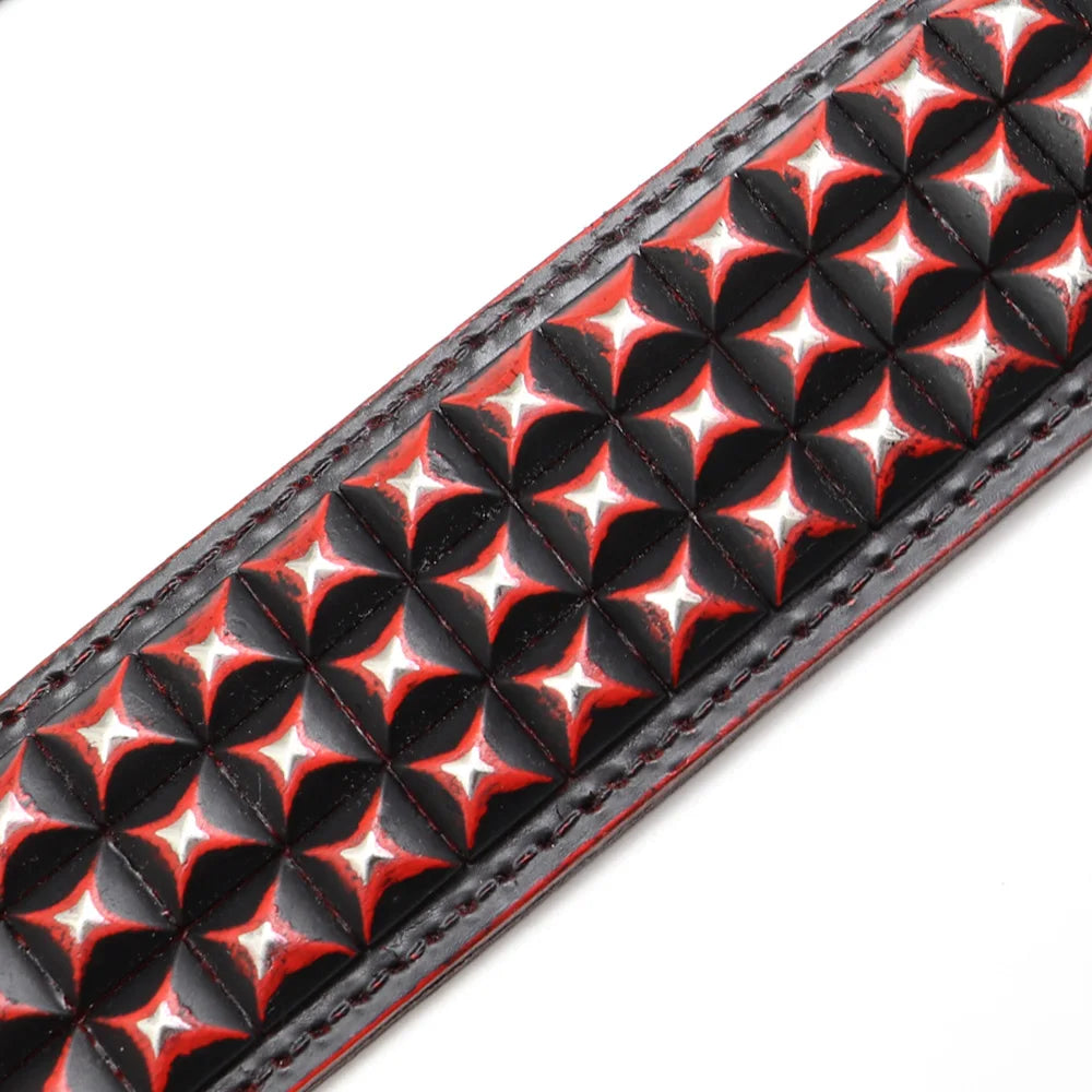 Original Leather Dog Collar 2inch Wide Luxury Riveted Necklace for Medium Large Dogs