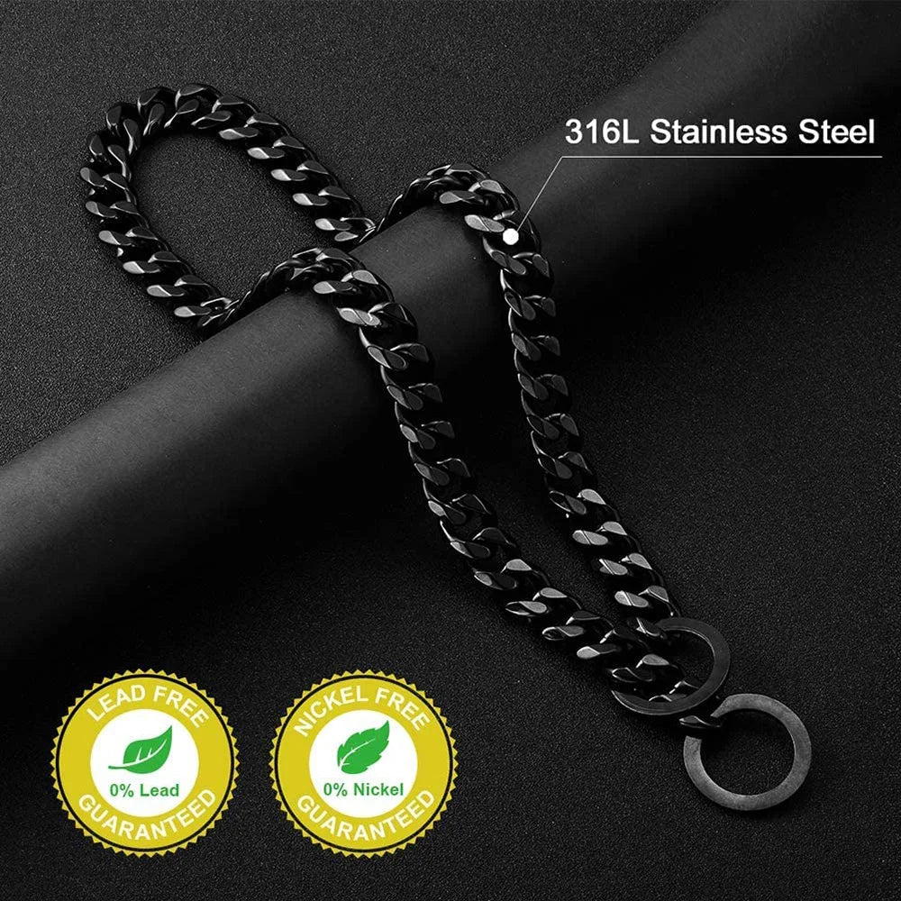 Stainless Steel Dog Chain Collar Cuban Link Training Slip Chain