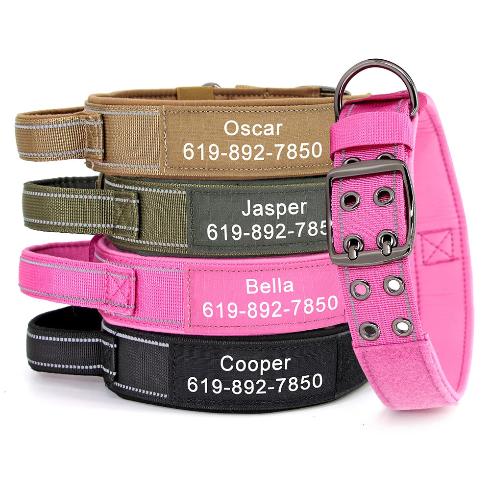 Custom Military Grade Nylon Dog Collar Personalized Tactical for Medium Large Dogs