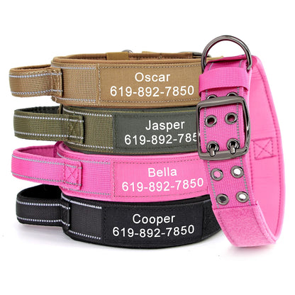 Custom Military Grade Nylon Dog Collar Personalized Tactical for Medium Large Dogs