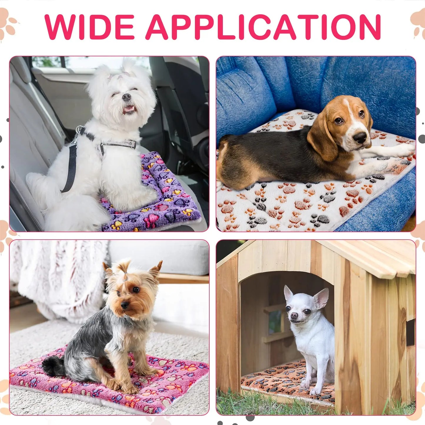 Large Flannel Dog Bed Sleeping Mat: Thickened Rug for Small to Large Pets