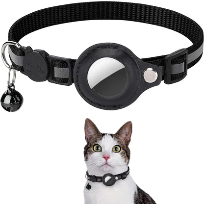 Airtag holder cat collar adjustable reflective necklace with Bell
