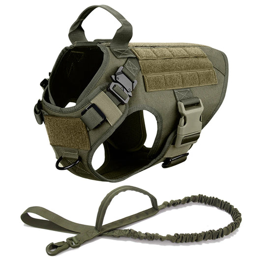 Large or Medium Dog Harness and Leash Set: Military Grade Tactical Harness