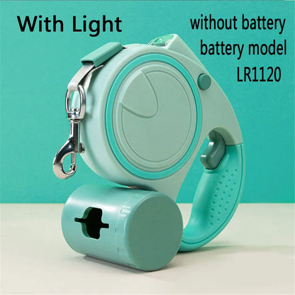 Dog Leash With Led Lights and Poo Bag Holder Retractable 5M Rope