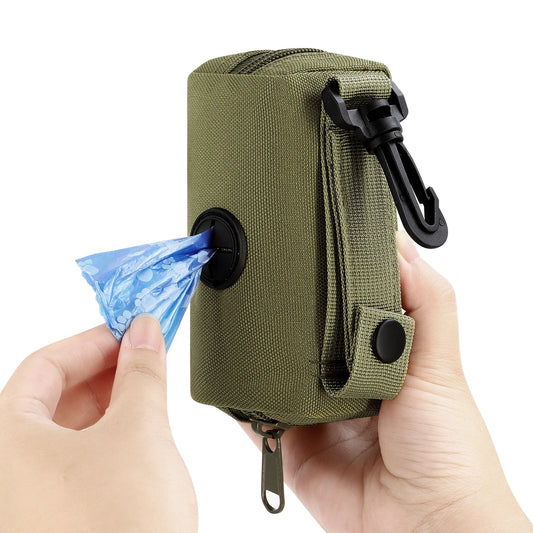 Dog Poop Bag Holder 1680D Nylon Oxford with Carabiner Clip