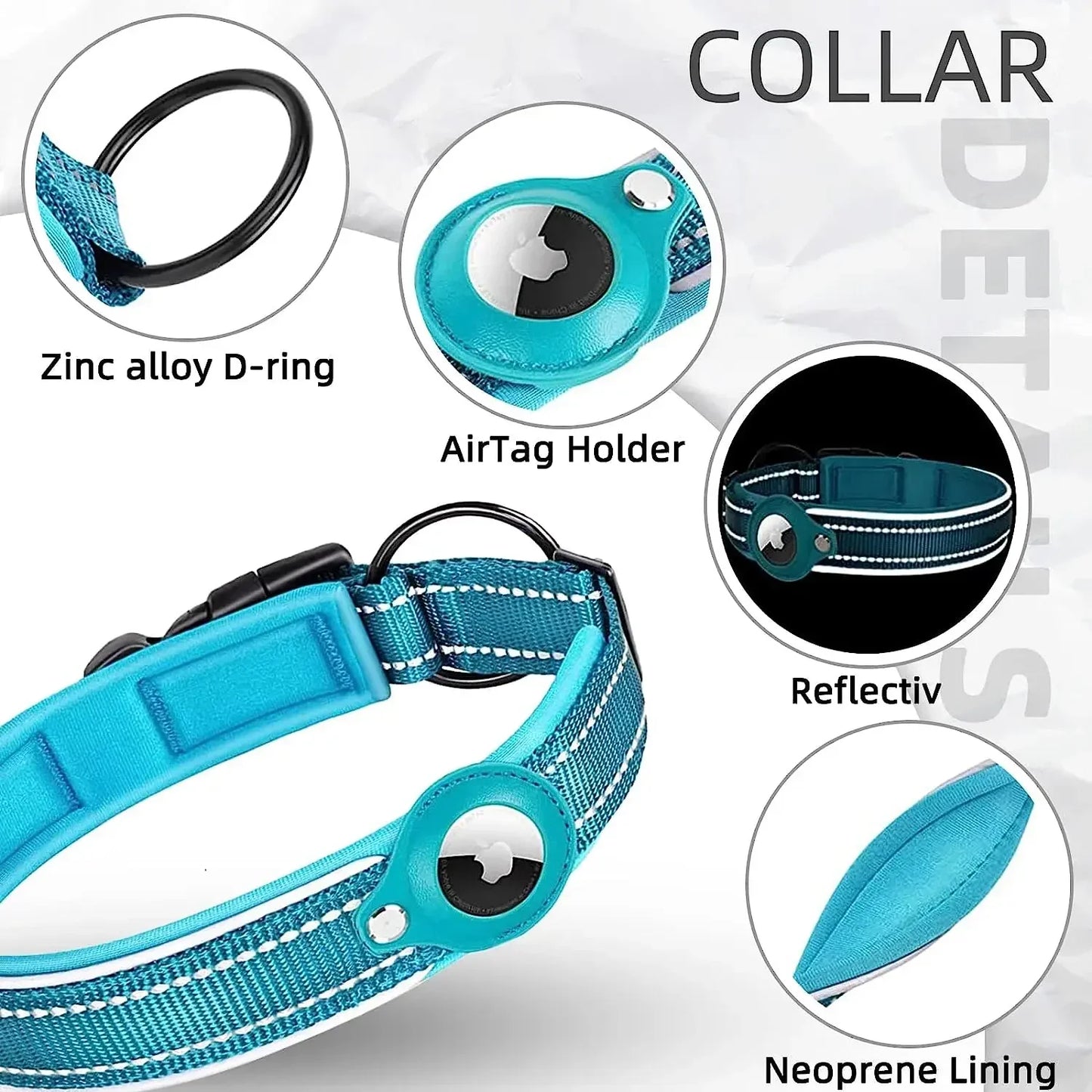 Apple Airtag Pet Dog Collar Anti-Lost Reflective WaterProof