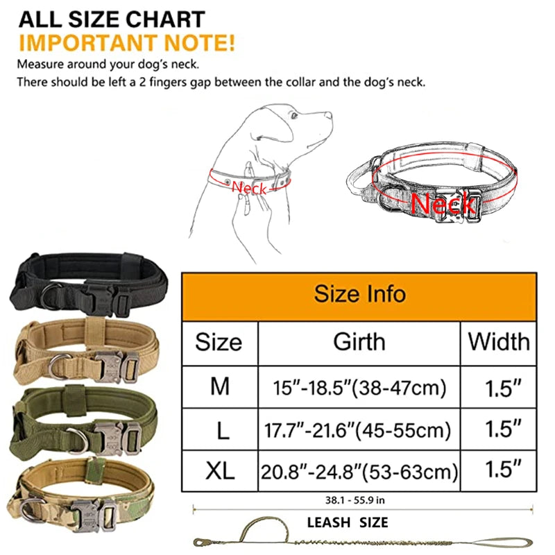 Military-grade dog collars with  all size