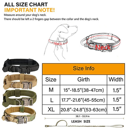 Military-grade dog collars with  all size