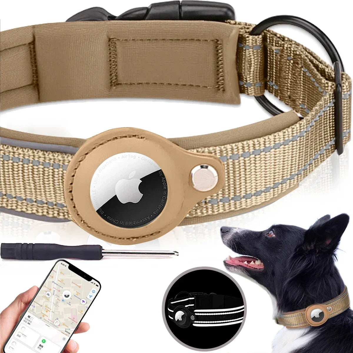 Apple Airtag Pet Dog Collar Anti-Lost Reflective WaterProof