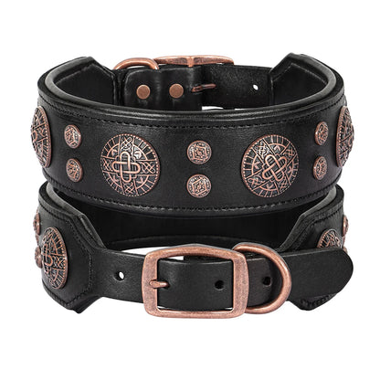 Genuine Leather Dog Collar Cool Spiked Studded for Medium Dogs