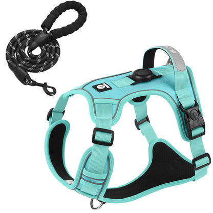 Dog Harness and Leash Set with Airtag Holder