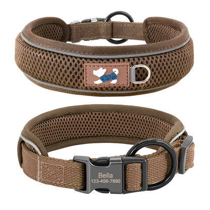 Mesh Breathable Personalised Dog Collar For Small Medium Large Dogs