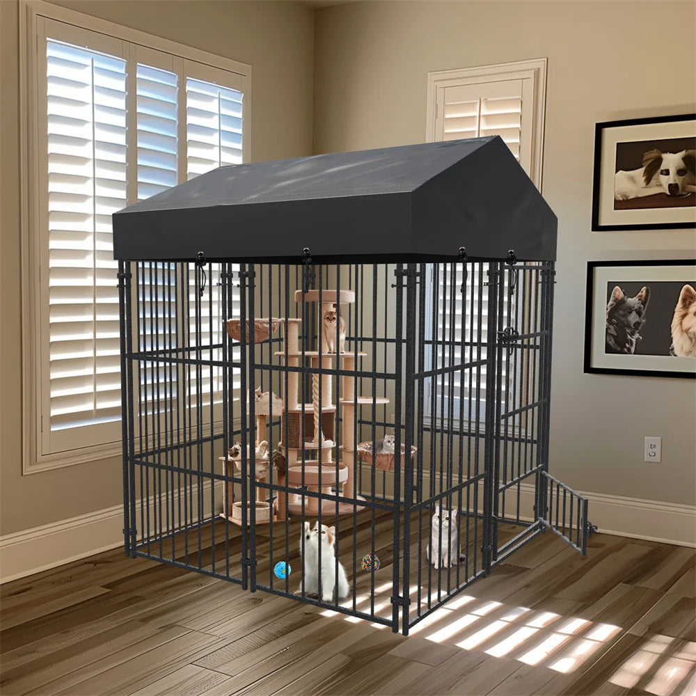 Heavy Duty Large Dog Kennel with Roof Cover