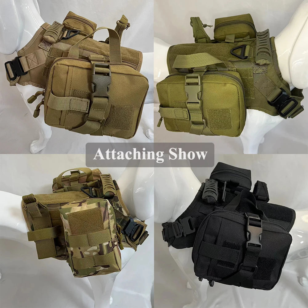 3Pcs Dog Tactical Bags Attaching on Harness Vest