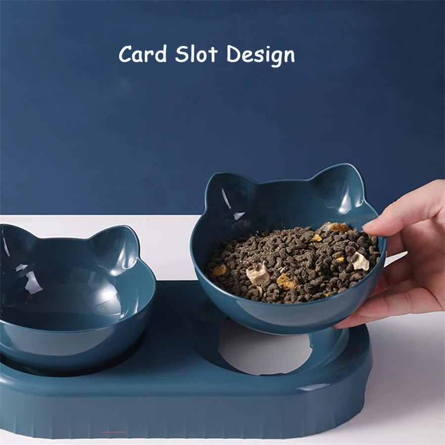 Dog food and water bowl with card slot design