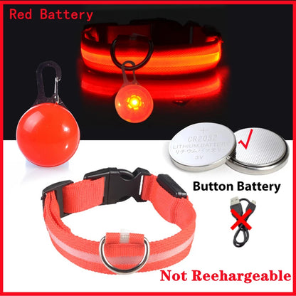 Glowing Led Light Dog Collar With Detachable Pendant Usb Charging