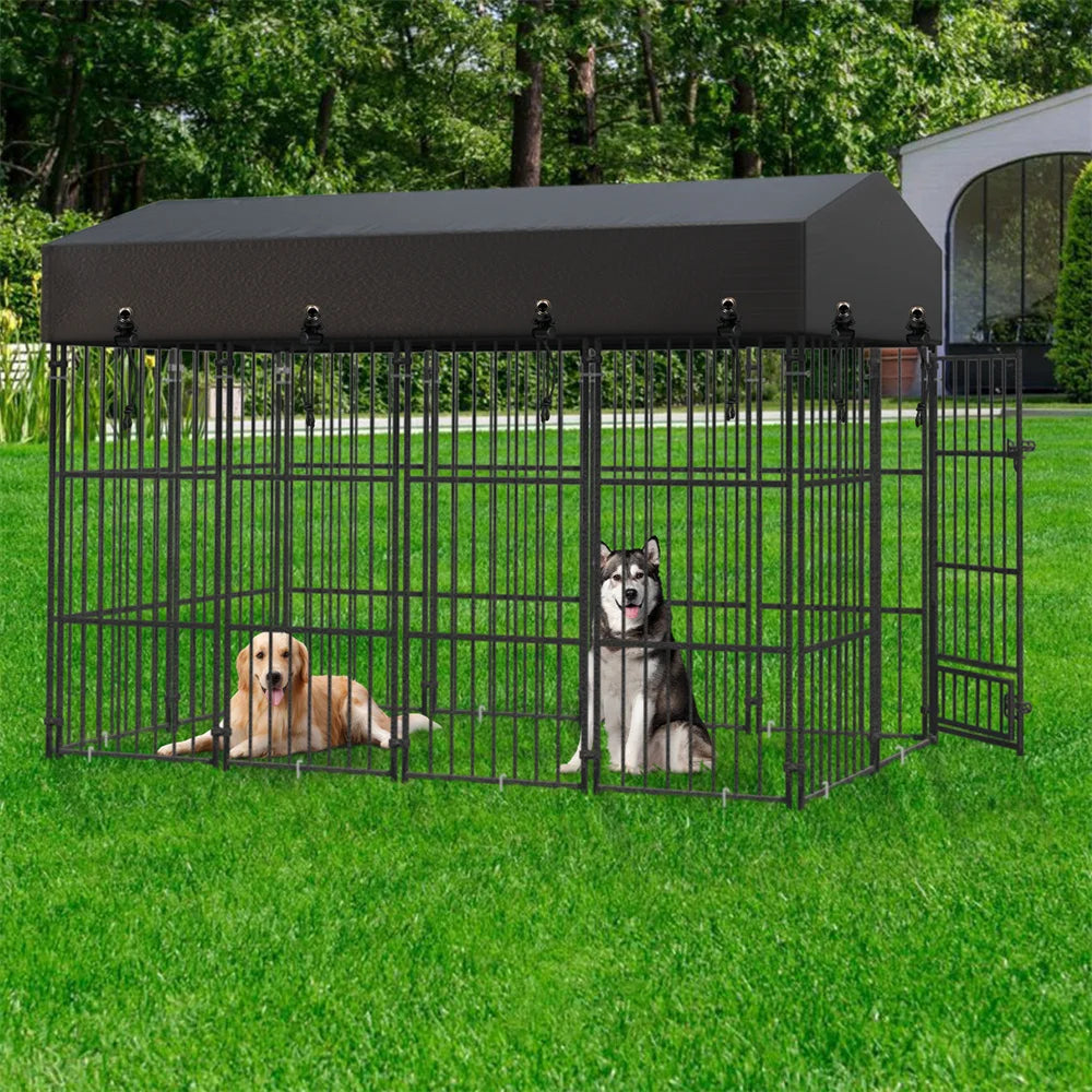 Heavy Duty Large Dog Kennel with Roof Cover
