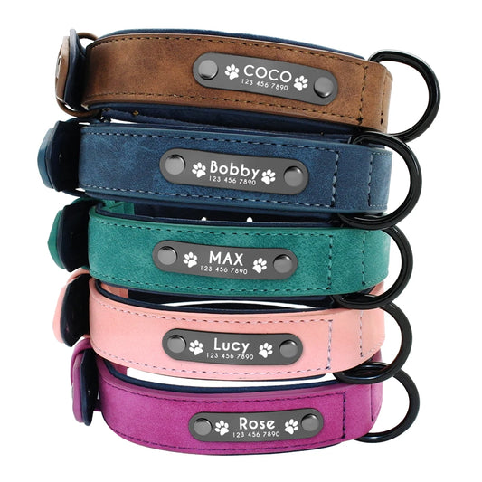 Dog Collar with Name Leather  Custom