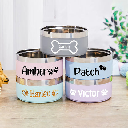 Stainless Steel Personalized Dog Cat Food Water Bowl