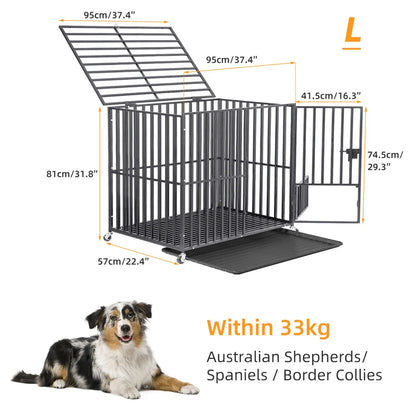 XXL Large Dog Crate: Heavy Duty Strong Square Tube Metal Pet Cage