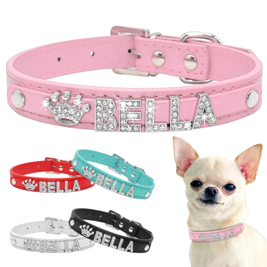 Bling Rhinestone Personalized Collar for Small Dog and Cat