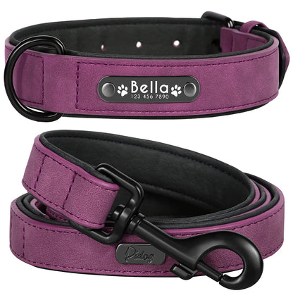 Custom Leather Dog Collar Leash for Small Medium Large Dog