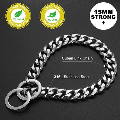 Stainless Steel Dog Chain Collar Cuban Link Training Slip Chain