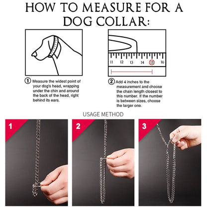 Stainless Steel Dog Chain Collar Cuban Link Training Slip Chain