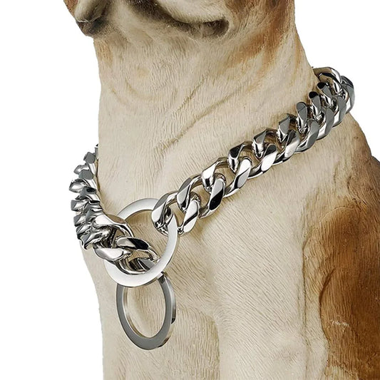 Stainless Steel Dog Chain Collar Cuban Link Training Slip Chain