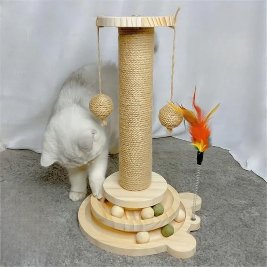 Cat Scratcher Tower and Turntable with Sisal Balls