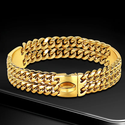 Strong Dog Chain Collar Gold Stainless Steel For Medium Large Dogs
