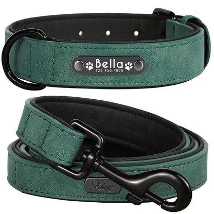 Custom Leather Dog Collar Leash for Small Medium Large Dog