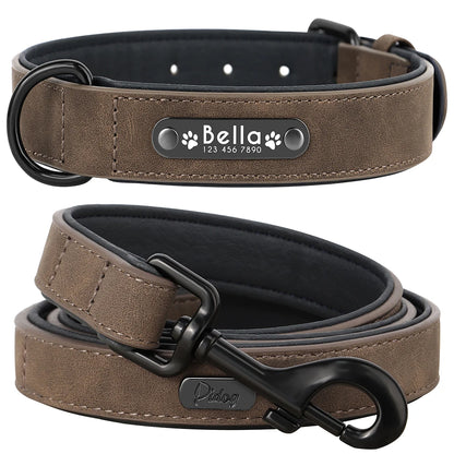 Custom Leather Dog Collar Leash for Small Medium Large Dog