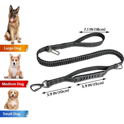Reflective Nylon Multi-functional Retractable Dog Leash with Car Safety Buckle