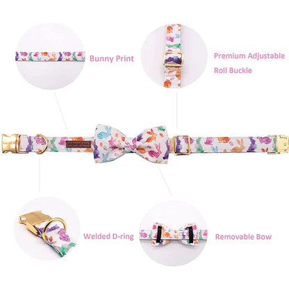 Paws Easter Dog Cat Collar with Bowtie for Large Medium Small Dog