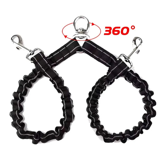 Pet Dog Double Leashes Elastic Extendable for Small Medium Dog