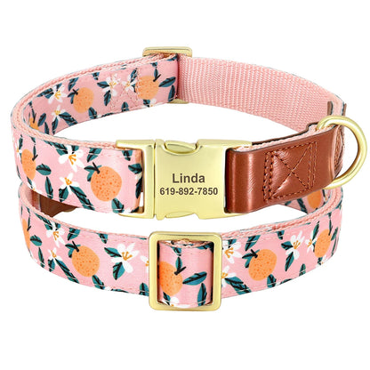 Custom Engraved Flower Printed Dog Collar