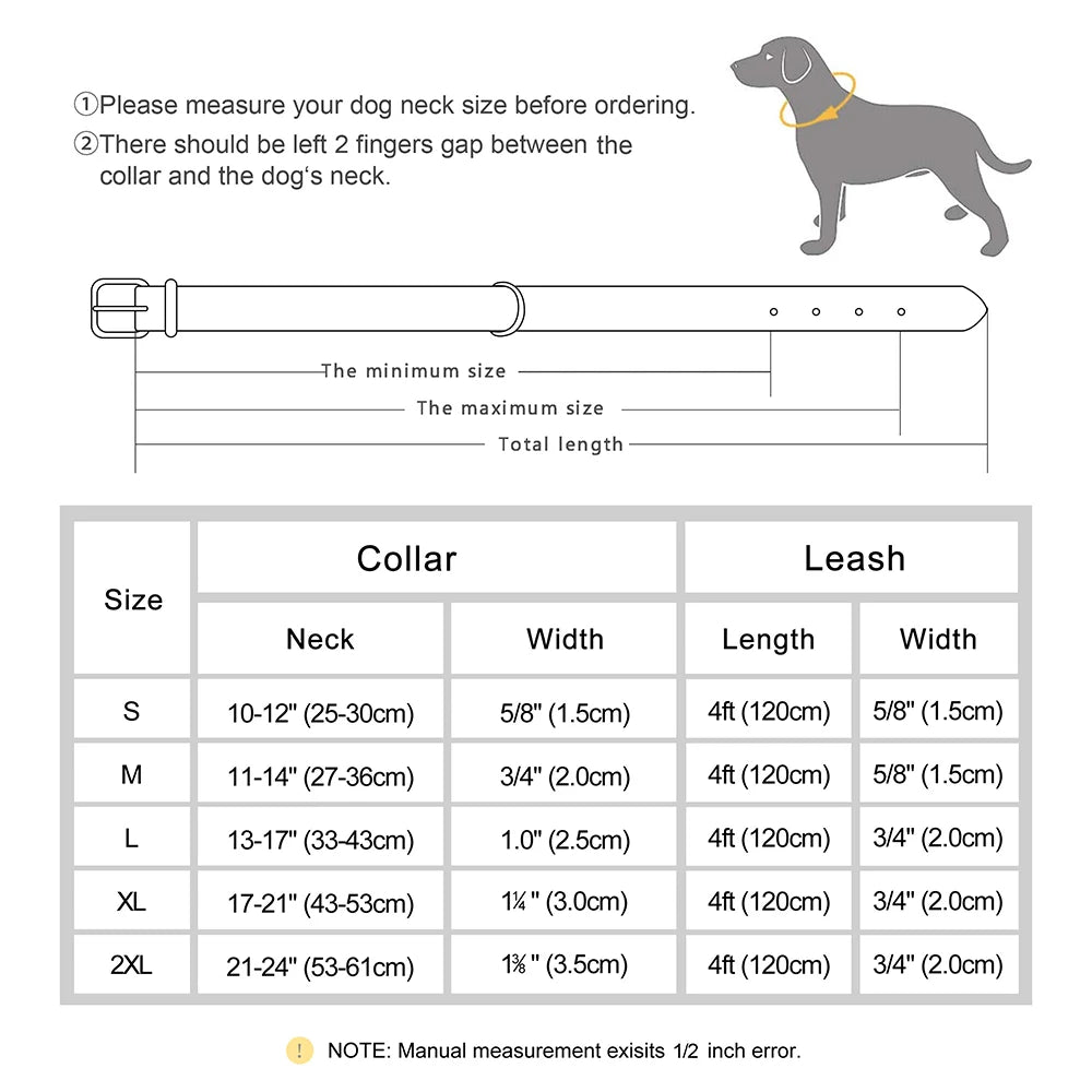 Custom Leather Dog Collar Leash for Small Medium Large Dog
