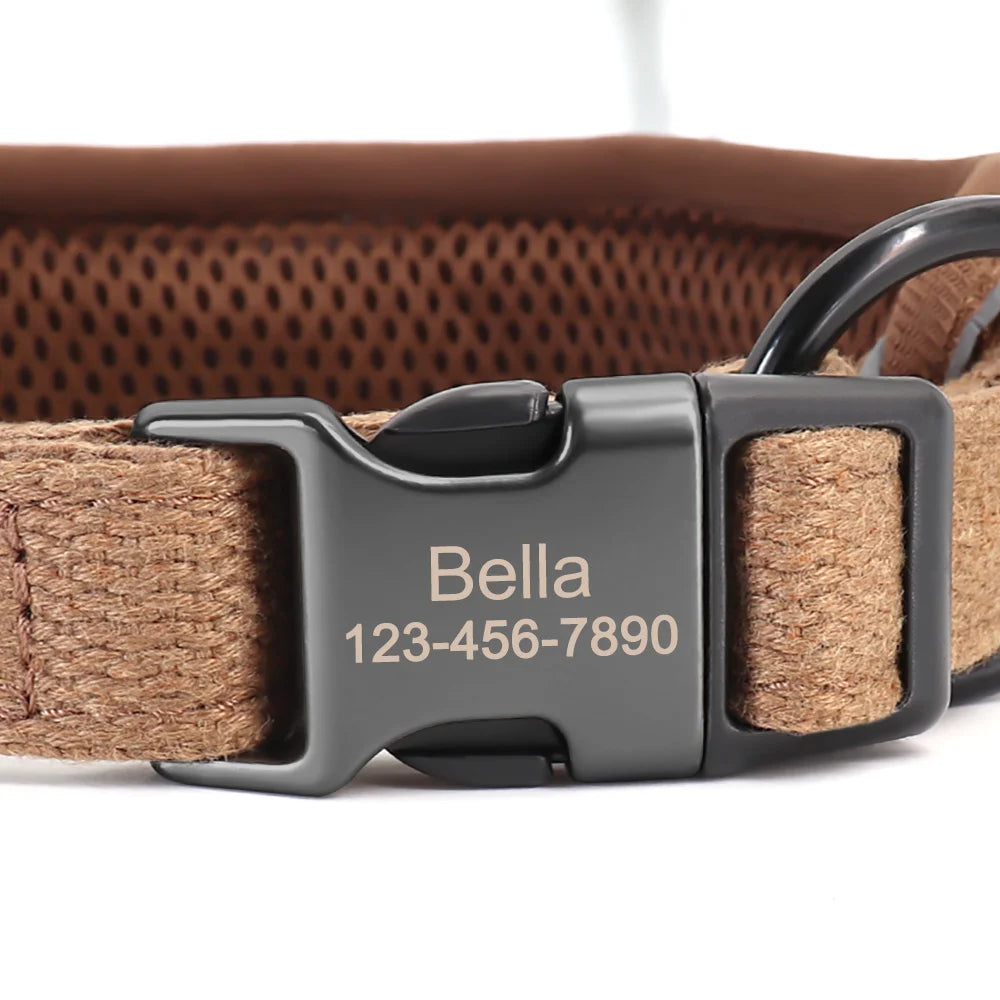 Mesh Breathable Personalised Dog Collar For Small Medium Large Dogs