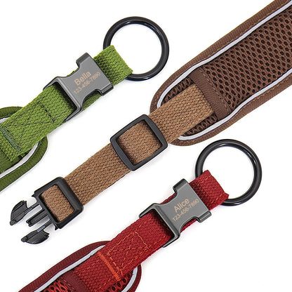 Mesh Breathable Personalised Dog Collar For Small Medium Large Dogs