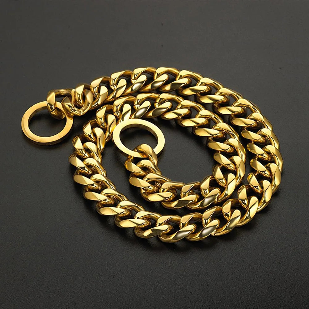 Stainless Steel Dog Chain Collar Cuban Link Training Slip Chain