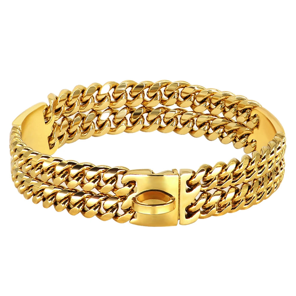 Strong Dog Chain Collar Gold Stainless Steel For Medium Large Dogs